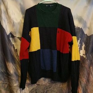 Vintage Nautica Color Block Cable Sweater